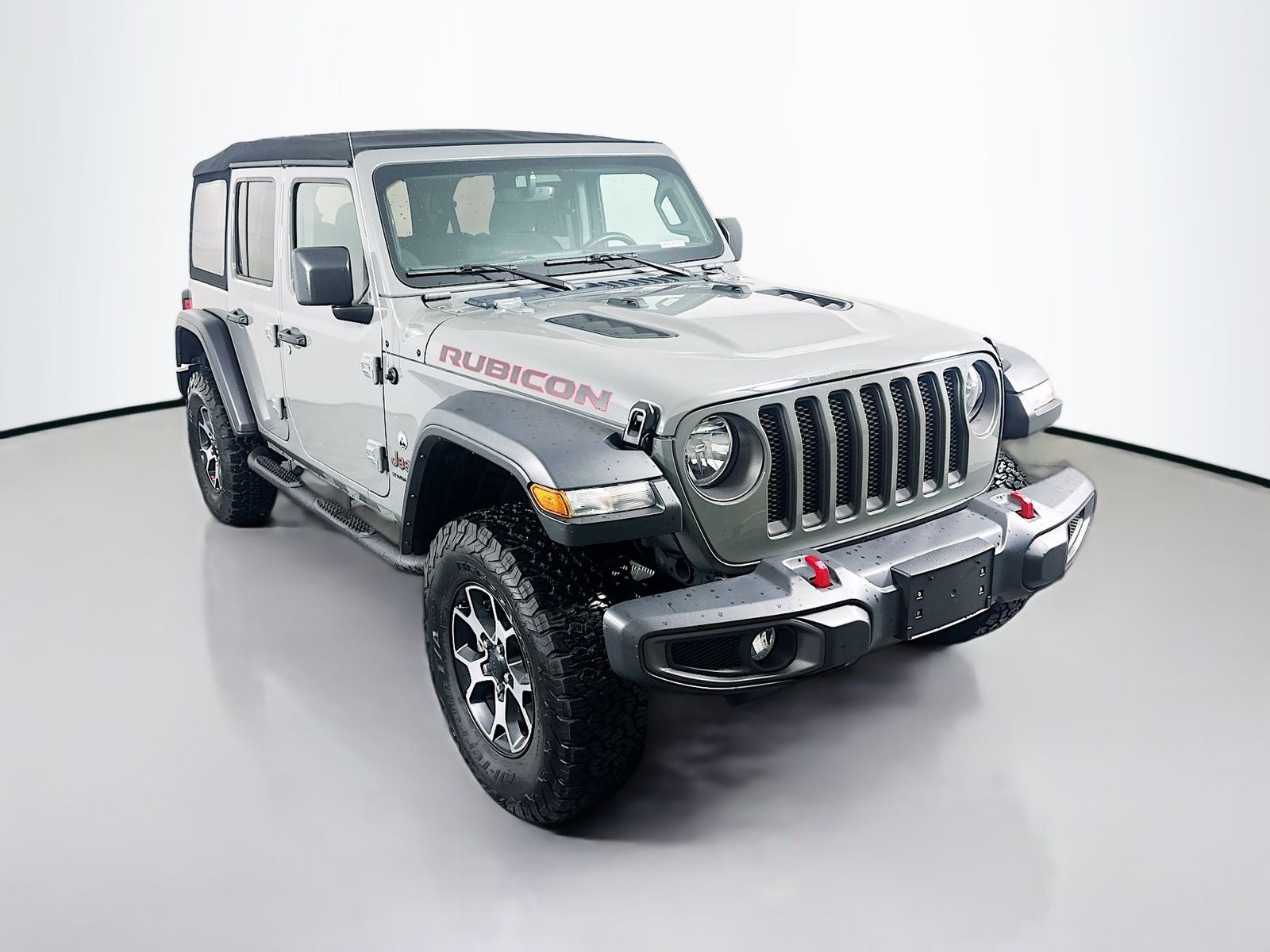 2023 Jeep Wrangler 4-Door Rubicon 4x4 in Sting-Gray Clearcoat — front three-quarter view
