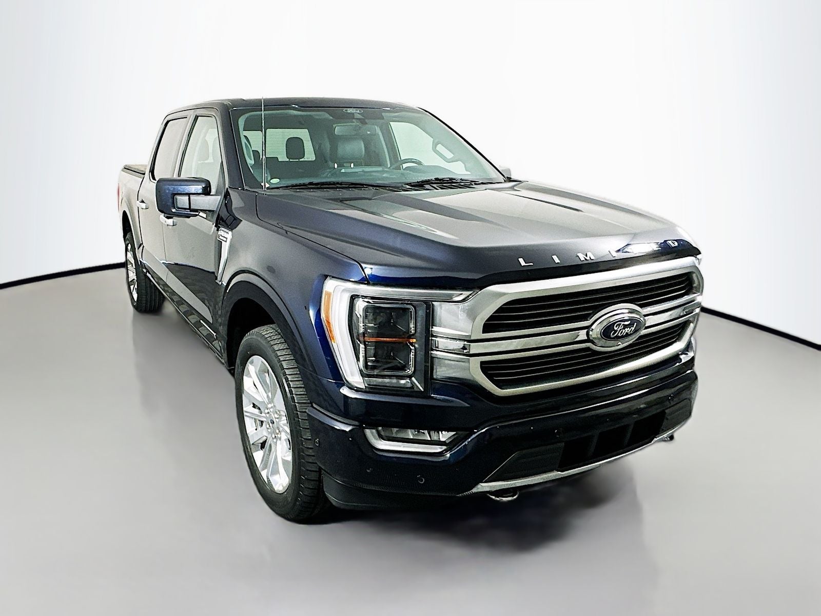 2022 Ford F-150 Limited in Antimatter Blue Metallic — front three-quarter view