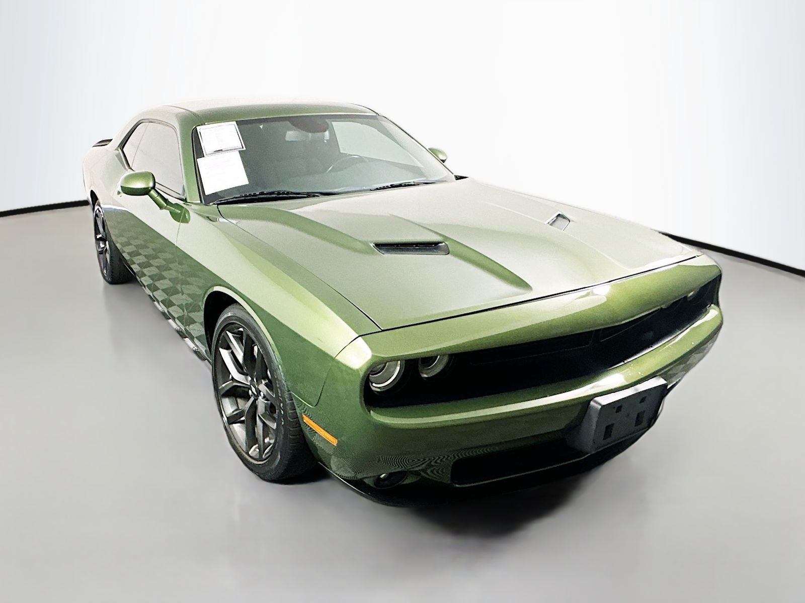 2021 Dodge Challenger SXT in F8 Green — front three-quarter view