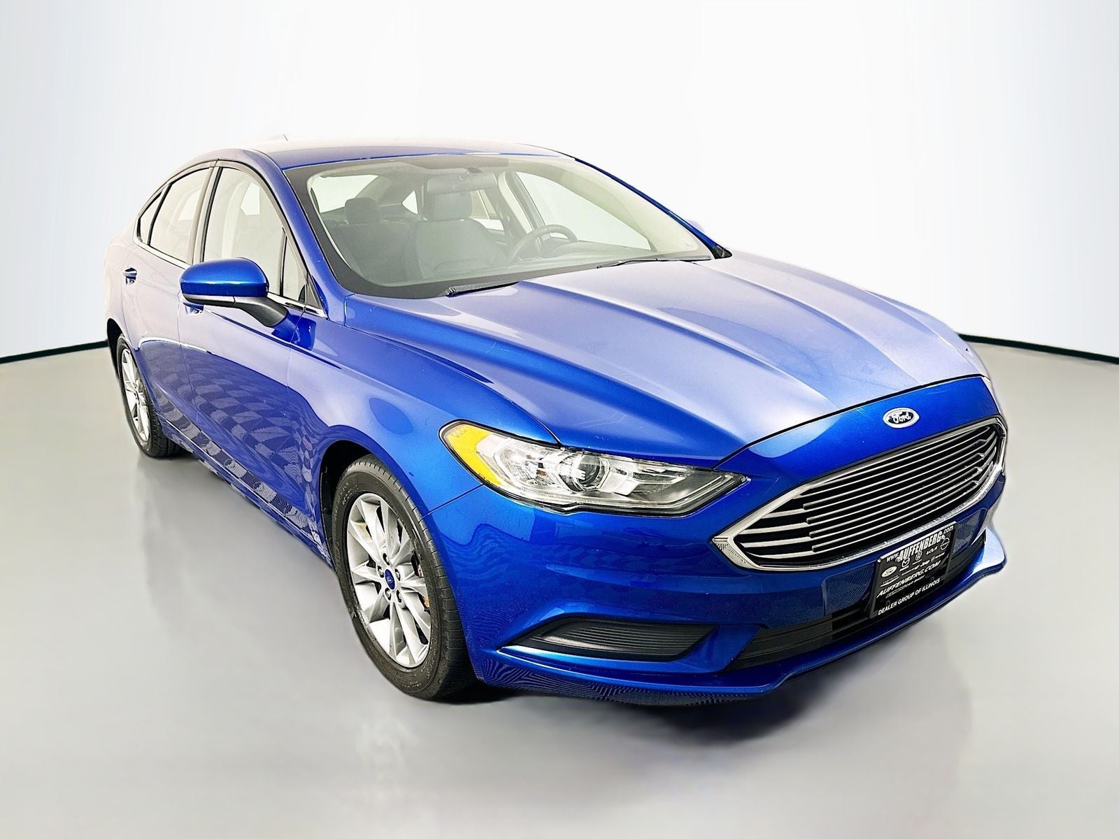 2017 Ford Fusion SE in Lightning Blue — front three-quarter view
