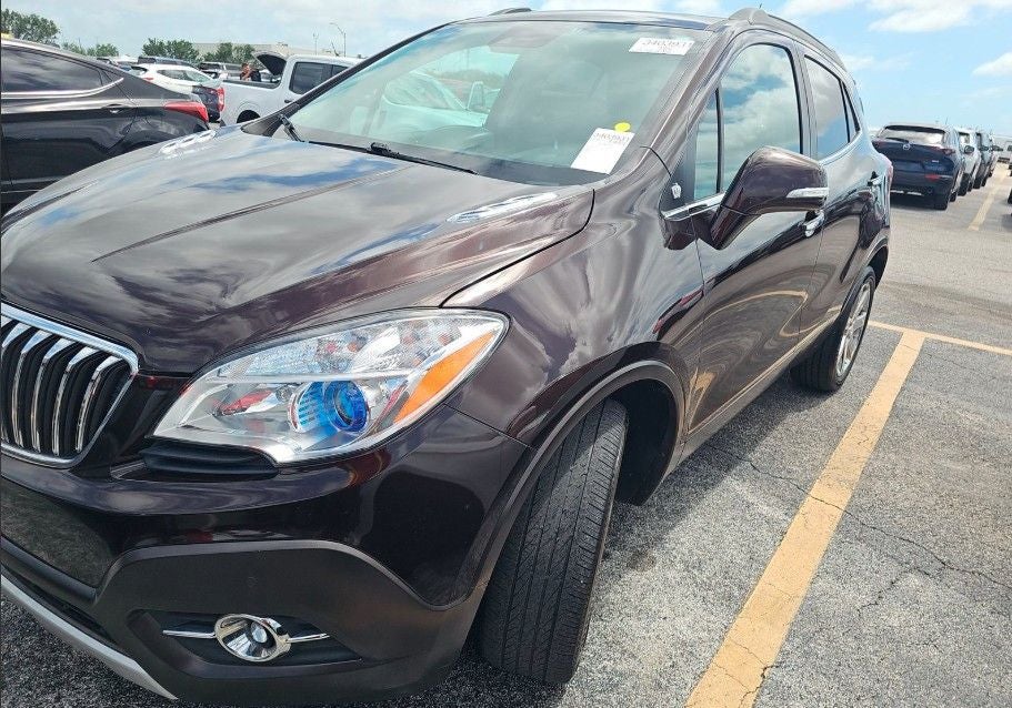 2016 Buick Encore Premium in Winterberry Red Metallic — front three-quarter view