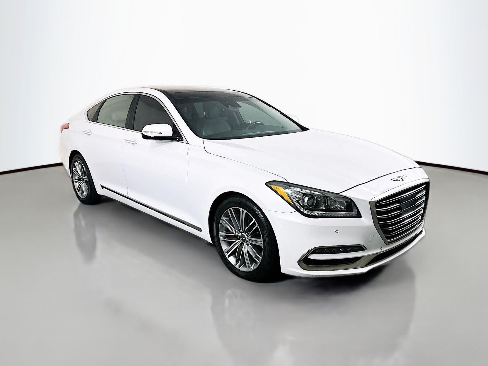 2018 Genesis G80 3.8 in Casablanca White — front three-quarter view