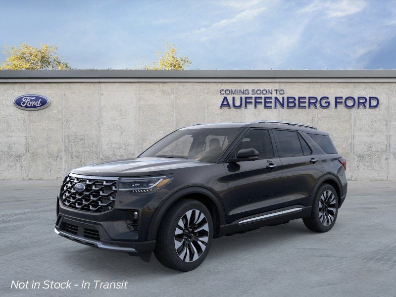 2026 Ford Explorer Platinum in Black Metallic — front three-quarter view