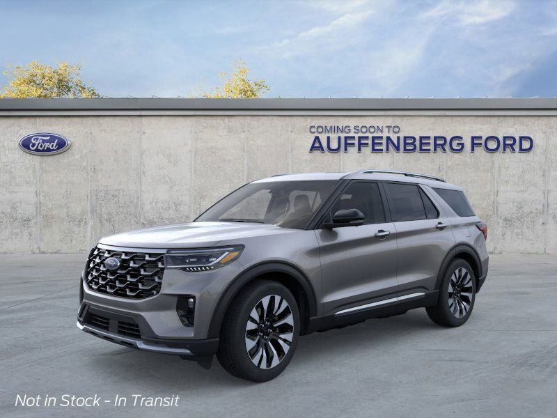 2026 Ford Explorer Platinum in Carbonized Gray Metallic — front three-quarter view