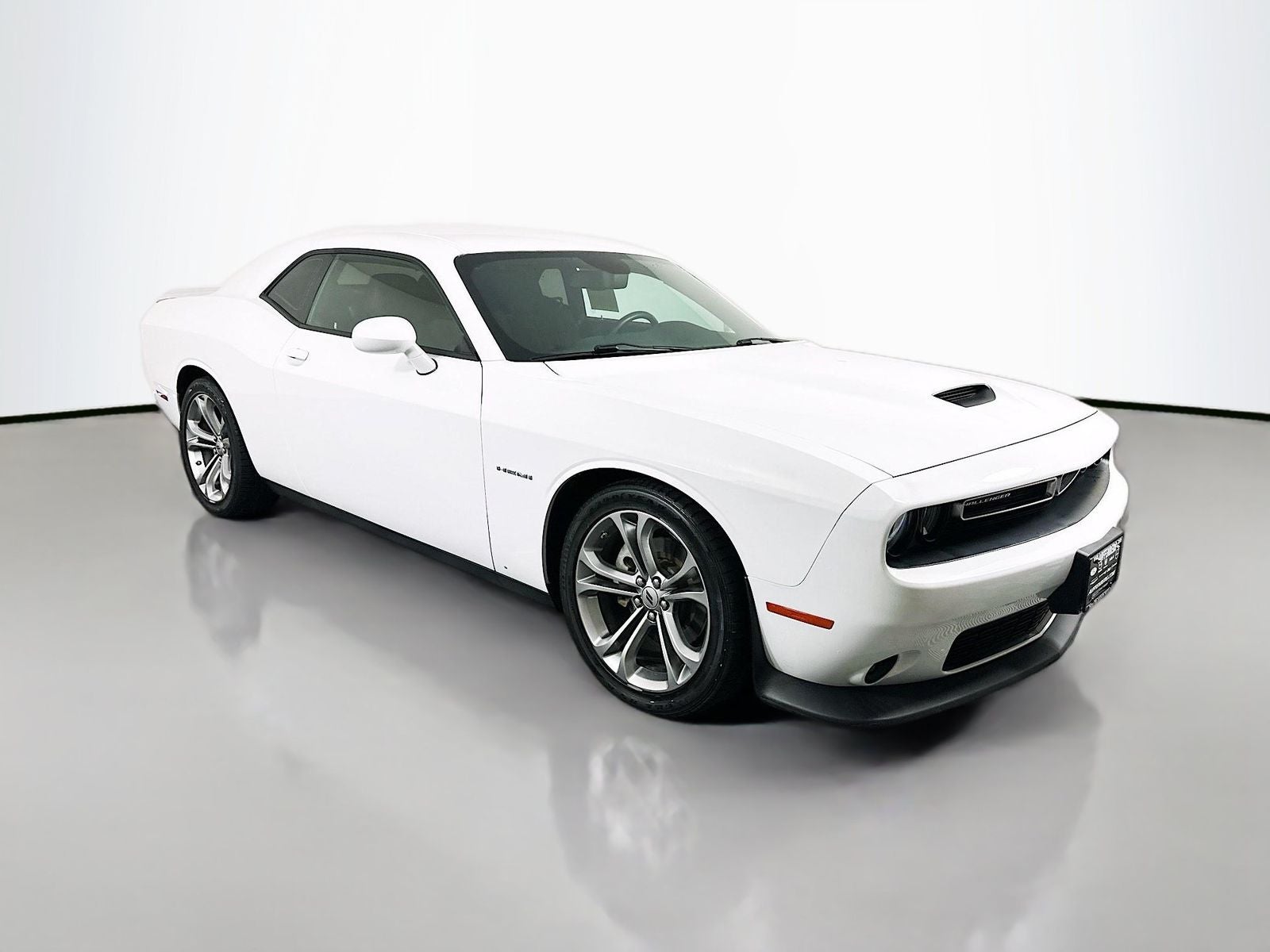 2022 Dodge Challenger R/T in White Knuckle Clearcoat — front three-quarter view