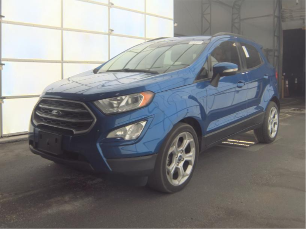 2021 Ford EcoSport SE in Lightning Blue Metallic — front three-quarter view