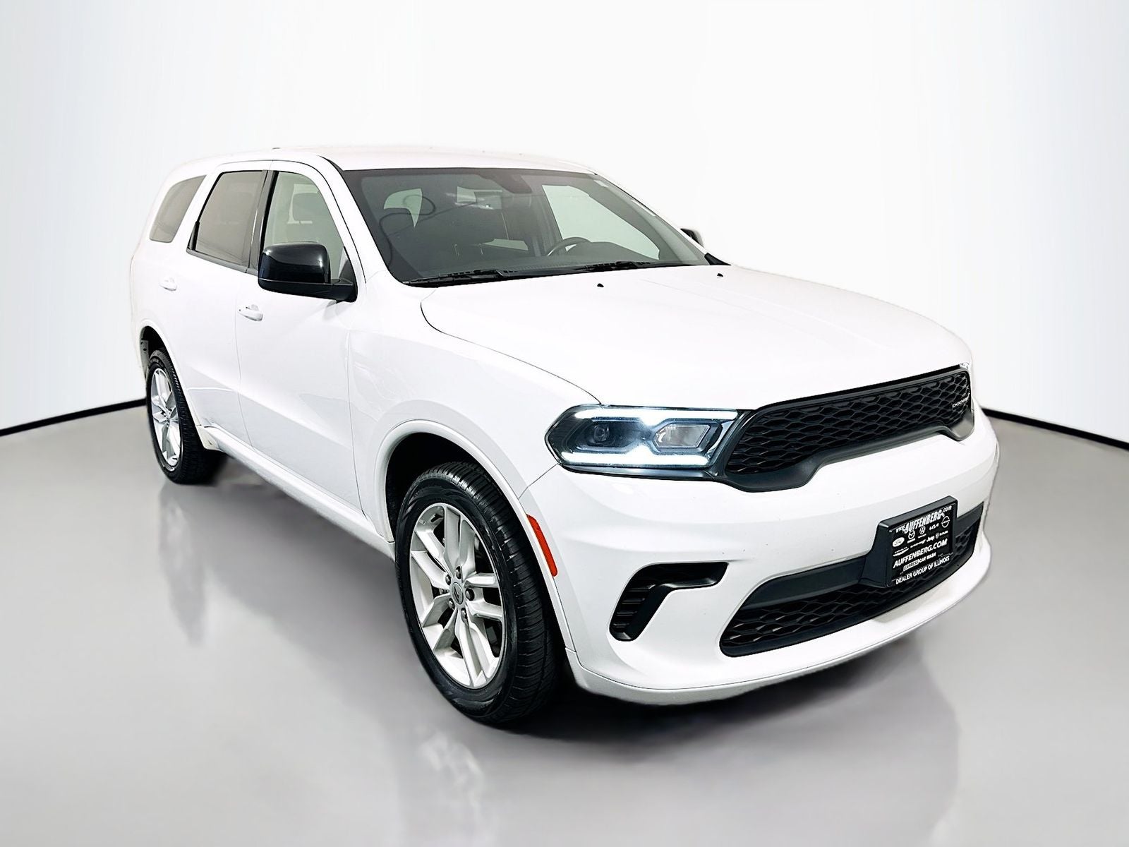 2023 Dodge Durango GT in White Knuckle Clearcoat — front three-quarter view