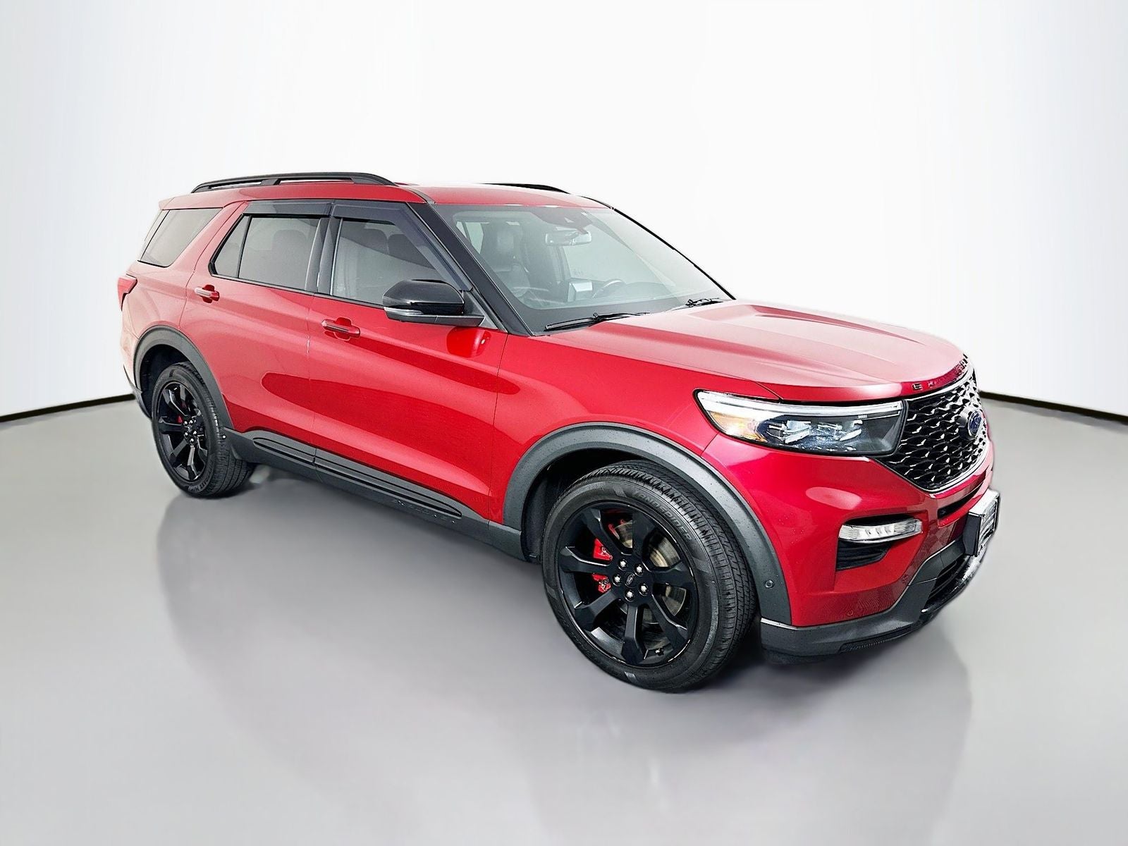 2021 Ford Explorer ST in Red Metallic — front three-quarter view