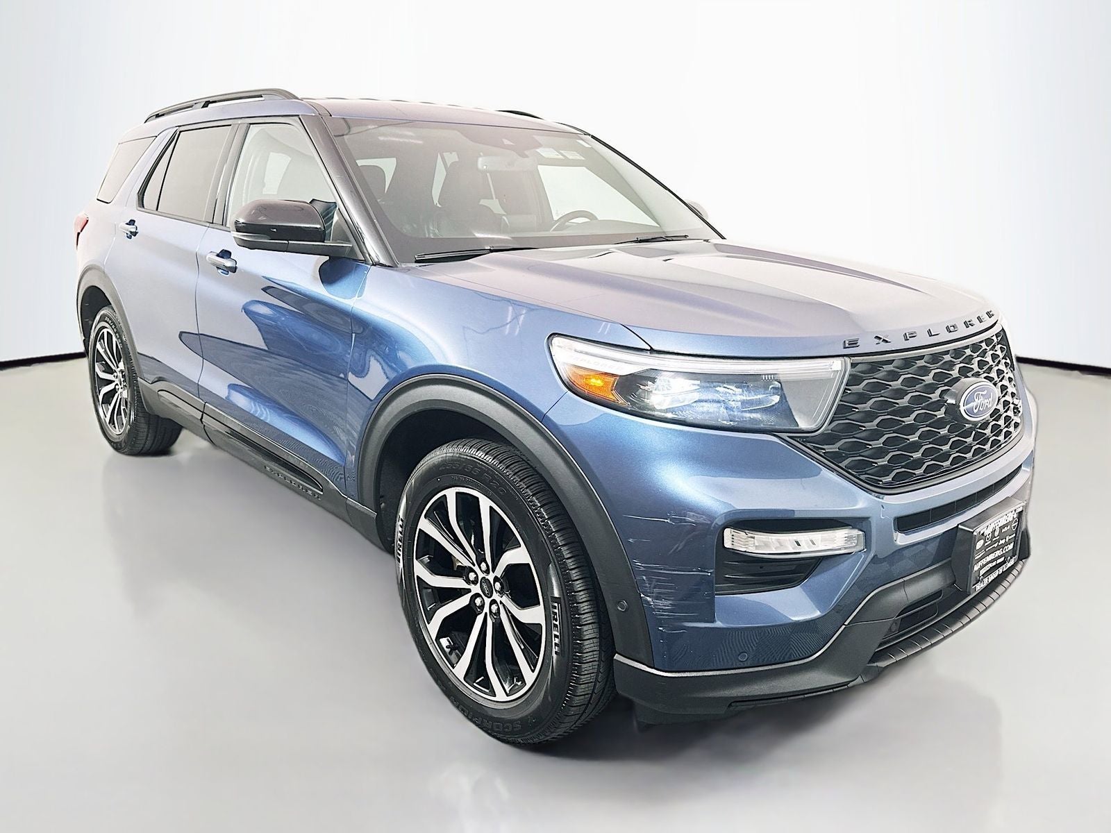 2020 Ford Explorer ST in Blue Metallic — front three-quarter view