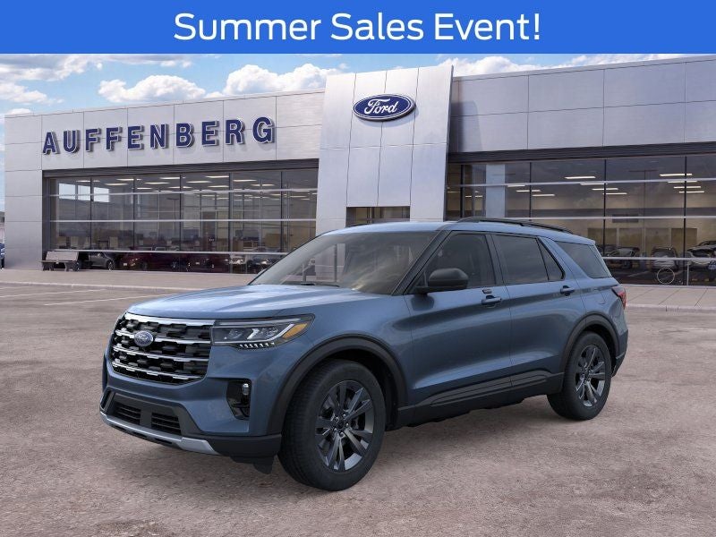 2026 Ford Explorer Active in Vapor Blue — front three-quarter view