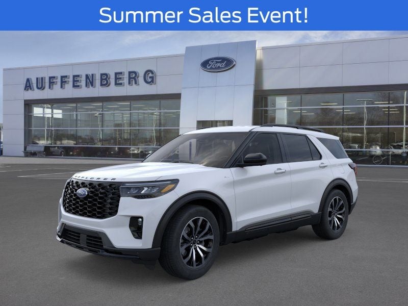 2026 Ford Explorer ST-Line in White Metallic — front three-quarter view