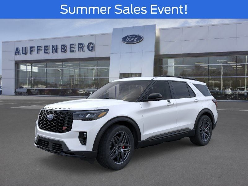 2026 Ford Explorer ST in White Metallic — front three-quarter view