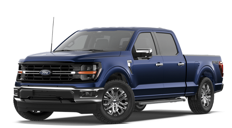 2026 Ford F-150 XLT in Blue Metallic — front three-quarter view