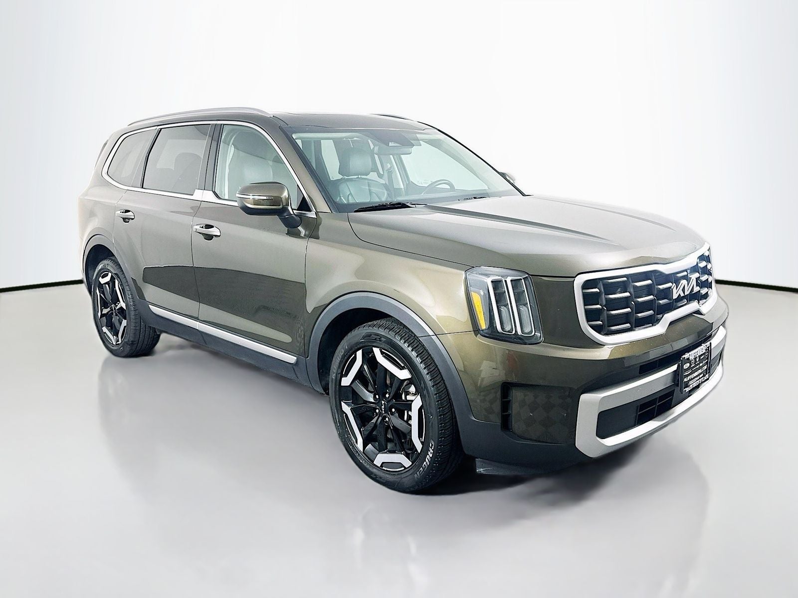 2023 Kia Telluride S in Dark Moss — front three-quarter view