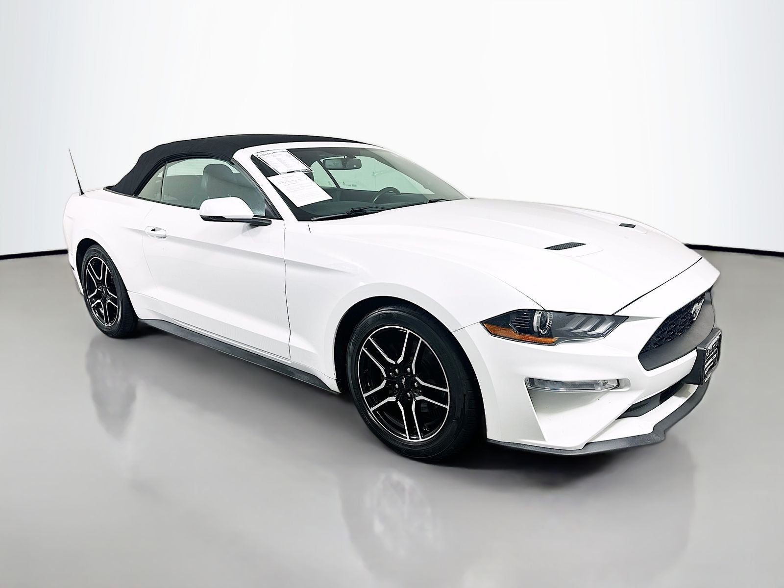 2018 Ford Mustang EcoBoost Premium in Oxford White — front three-quarter view