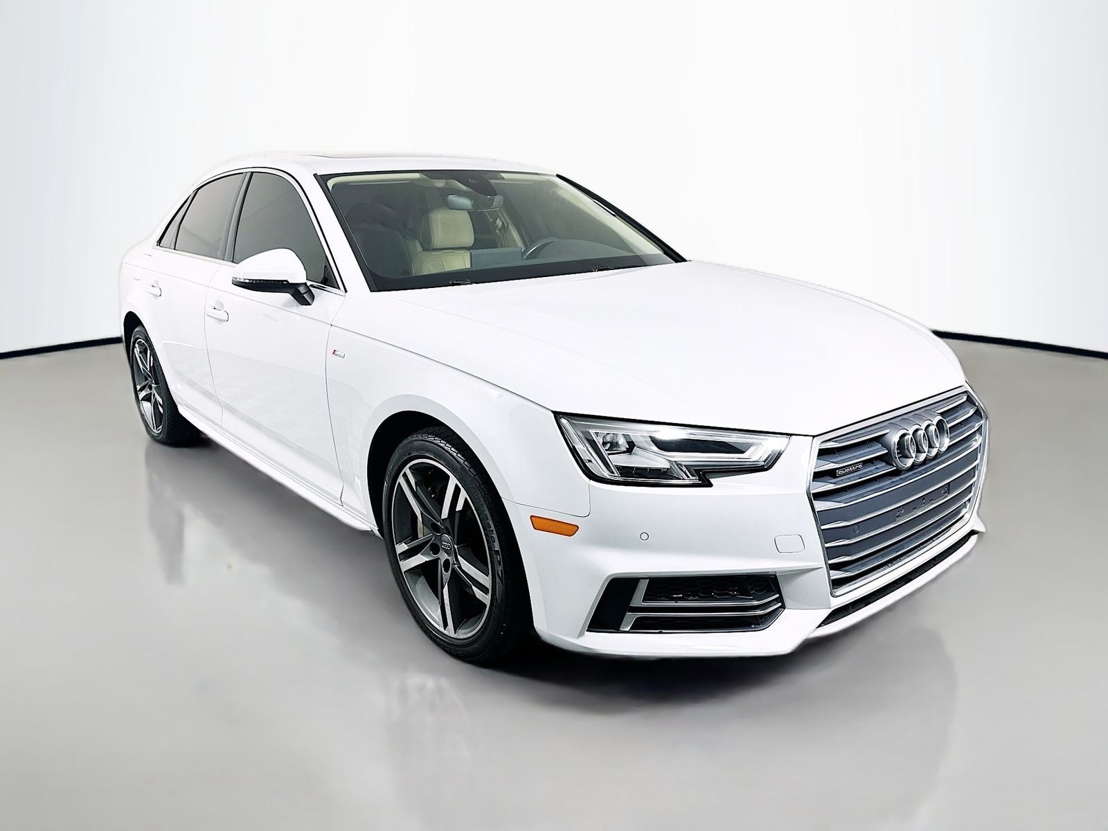 2018 Audi A4 Premium Plus in White — front three-quarter view