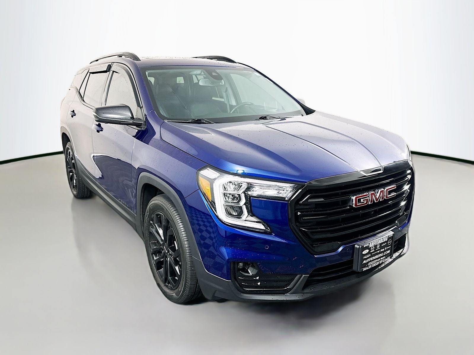 2022 GMC Terrain SLT in Marine Metallic — front three-quarter view