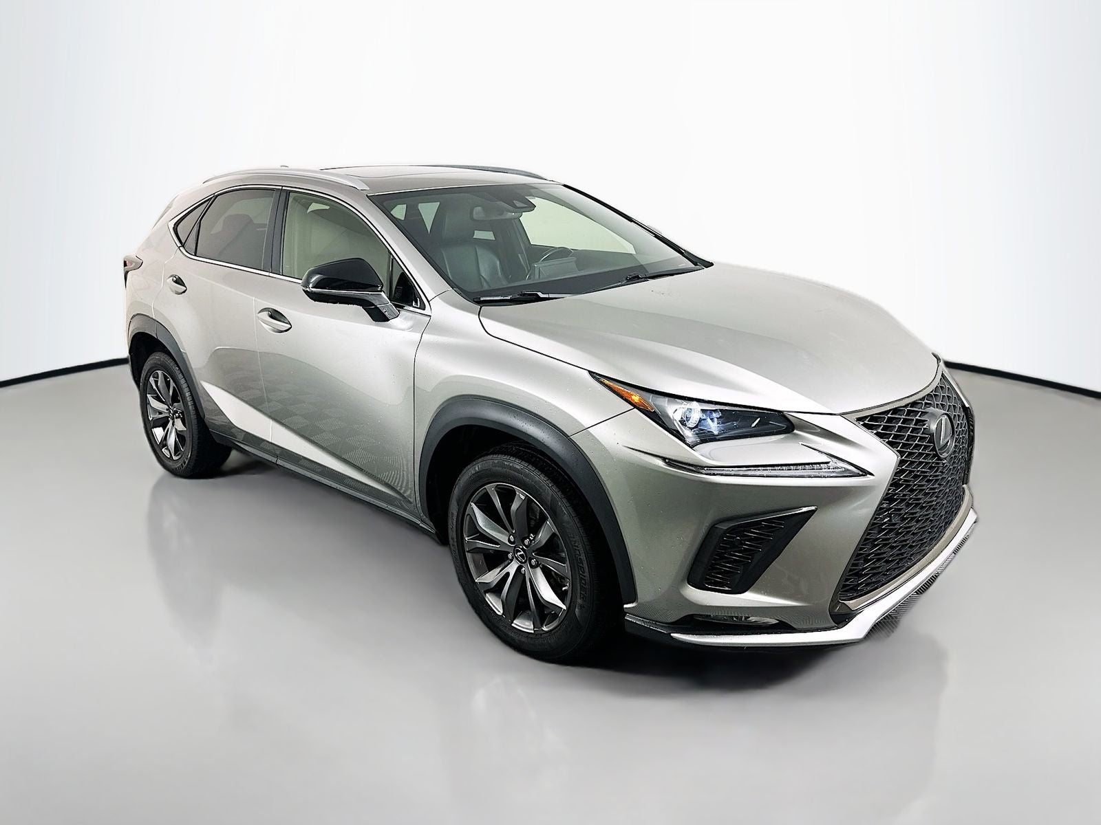 2021 Lexus NX 300 F Sport in Atomic Silver — front three-quarter view
