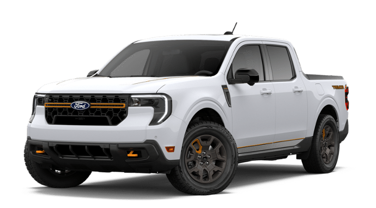2026 Ford Maverick Tremor in Oxford White — front three-quarter view
