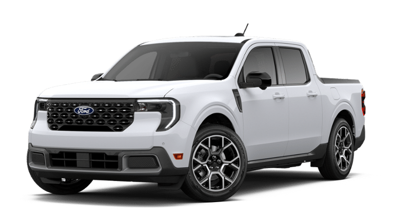 2026 Ford Maverick Lariat in Oxford White — front three-quarter view