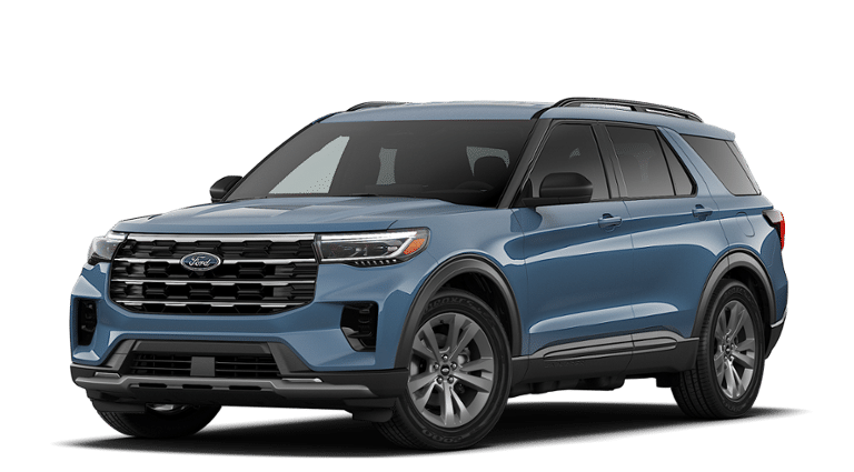 2026 Ford Explorer Active in Vapor Blue Metallic — front three-quarter view
